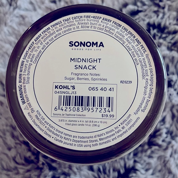 SONOMA (1) MIDNIGHT SNACK 14 oz 3 Wick Jar Candle - Sugar, Berries, Sprinkles - Picture 4 of 4